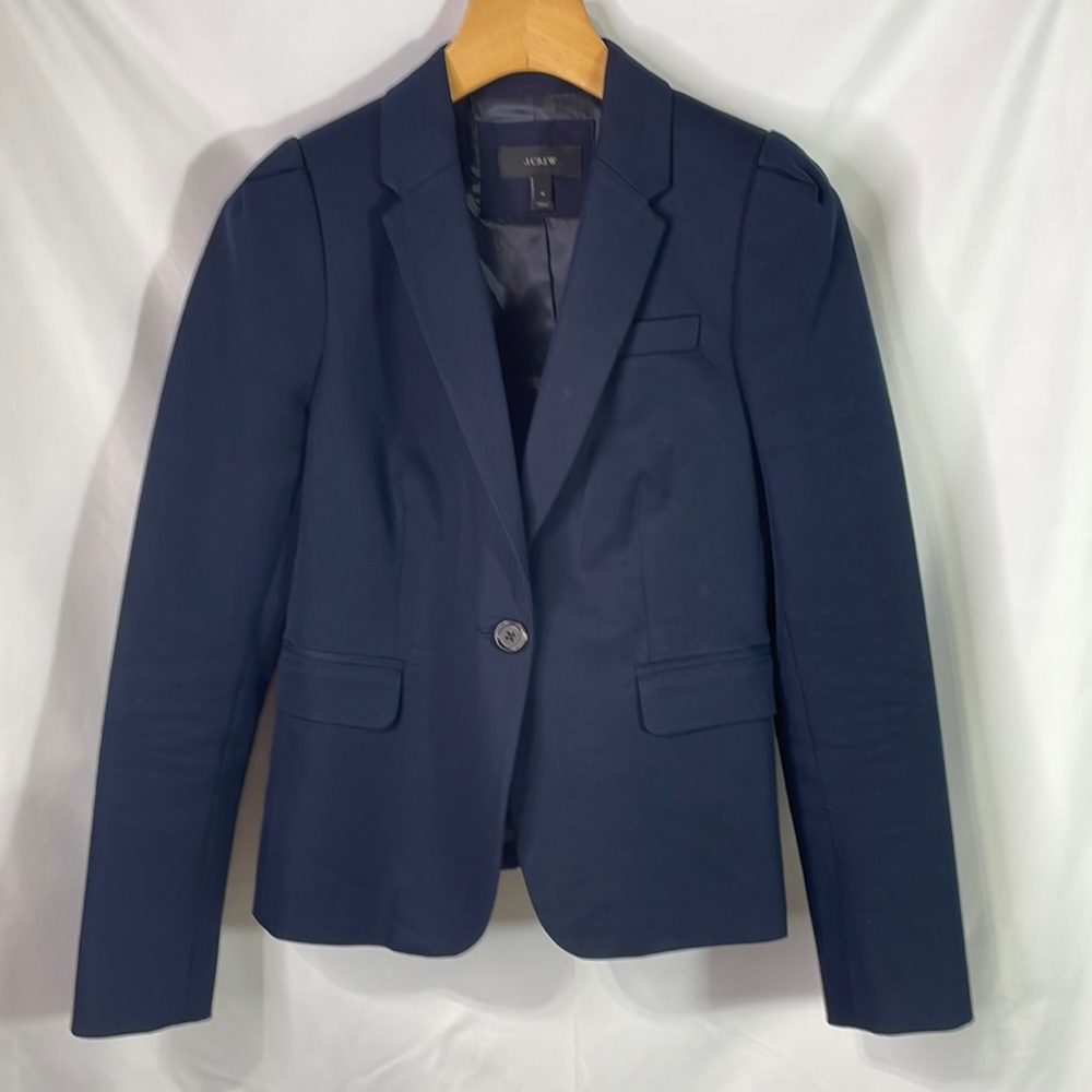 J.Crew navy pleated shoulder jacket style 82107